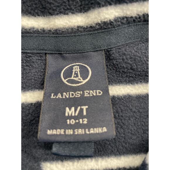 Land's End Navy/White 1/4 zip fleece pullover M/T 10-12 - Picture 3 of 8